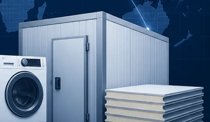 Architectural illustration of insulated panels for a commercial cold-storage facility